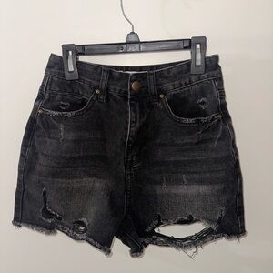 Chelsea and Violet Black High Waisted Denim Shorts Size 25